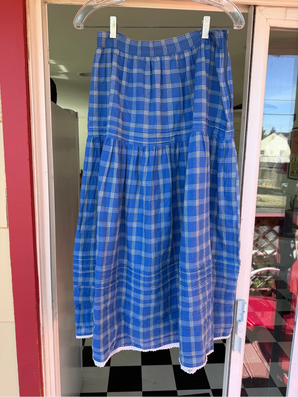 Casa de Stela Plaid Tiered Cotton Skirt